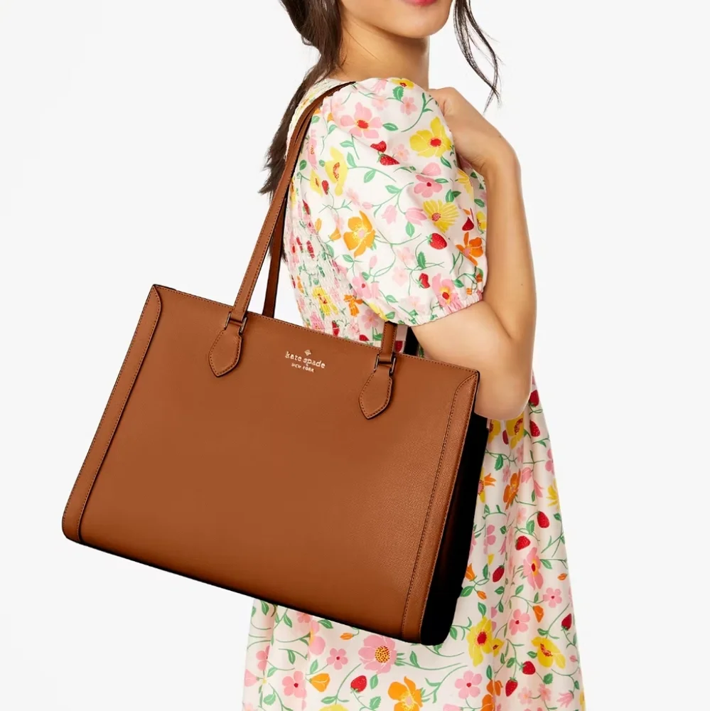 kate spade tan leather tote bag